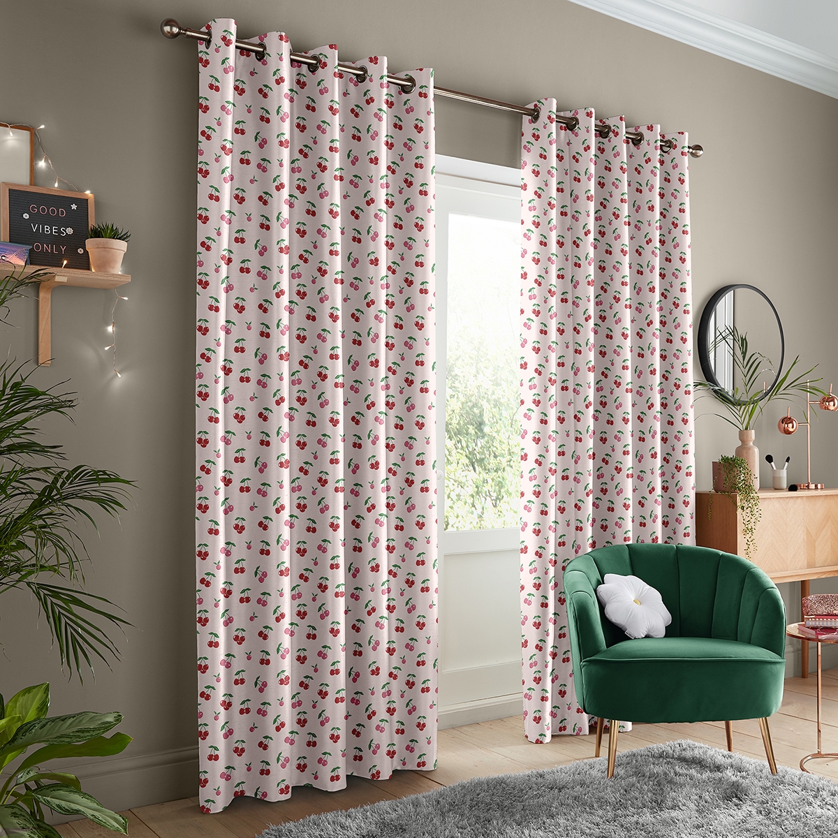 Product photograph of Skinny Dip Cherrys Pink Curtain from Choice Furniture Superstore.